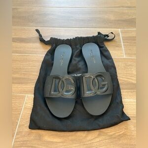 Dolce & Gabbana Black Logo Slide Sandals